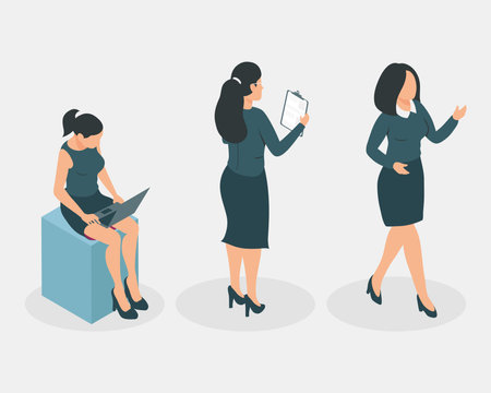 businesswomen set on white backgroundのイラスト素材