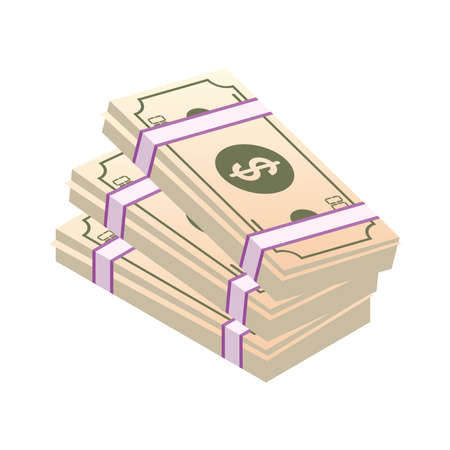 isometric bills on white backgroundのイラスト素材