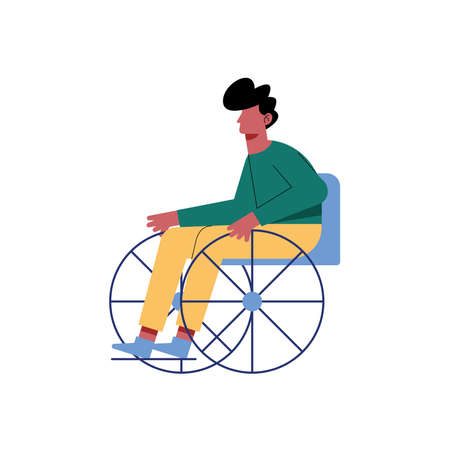 Disabled man on wheelchair on white backgroundのイラスト素材