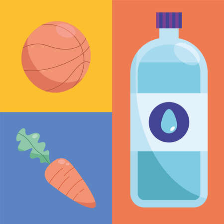Healthy lifestyle icon set in frames backgroundのイラスト素材