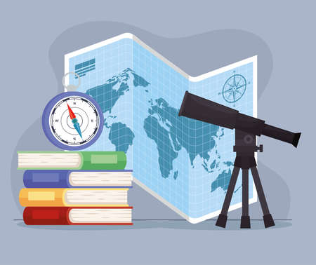 geography map and suppliesのイラスト素材