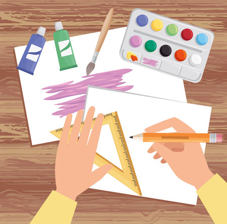 hands work art projectのイラスト素材