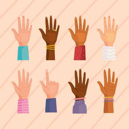 eight cross cultural handsのイラスト素材