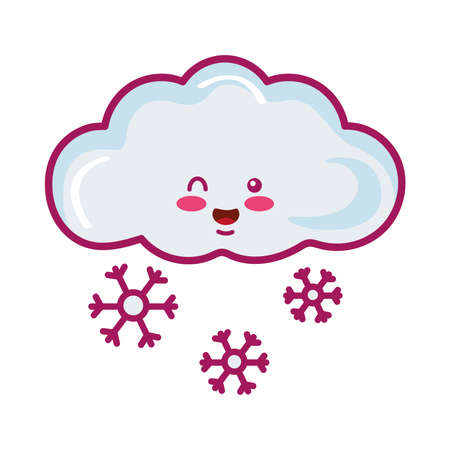 cloud snowing cartoon characterのイラスト素材