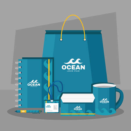 ocean identity brand iconsのイラスト素材