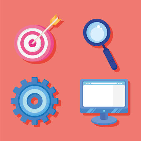 four analytics graphics iconsのイラスト素材