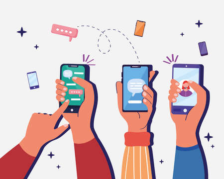 users and smartphonesのイラスト素材