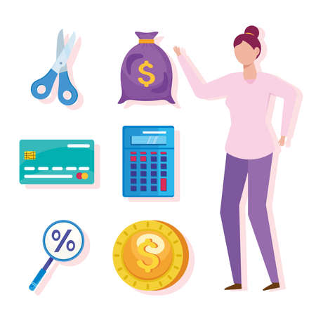 seven financial management iconsのイラスト素材