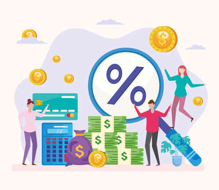 businesspeople with financial managementのイラスト素材