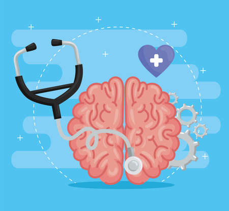 stethoscope with brainのイラスト素材