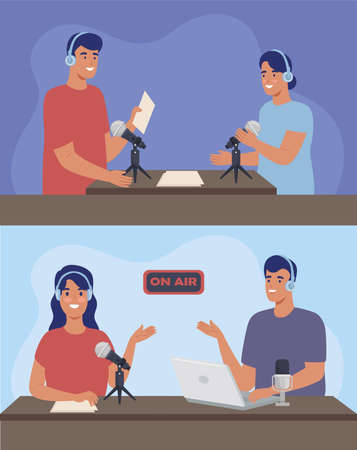 people podcaster on airのイラスト素材