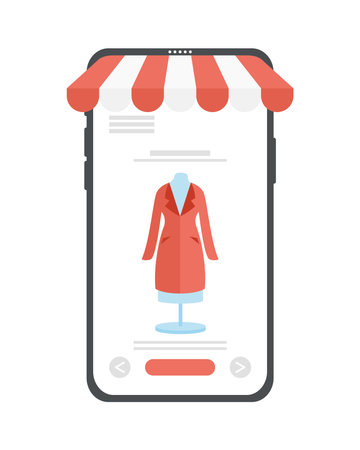 smartphone with parasol shopping onlineのイラスト素材