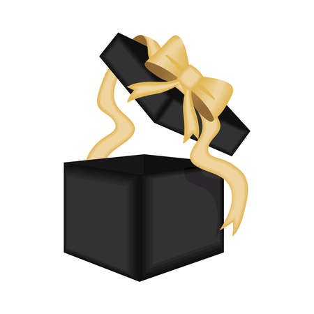 black gift and ribbon goldenのイラスト素材