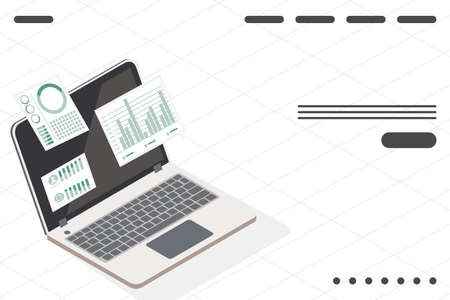 analytics data in laptop iconのイラスト素材