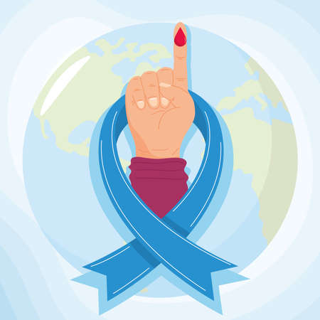 world diabetes day poster with ribbonのイラスト素材