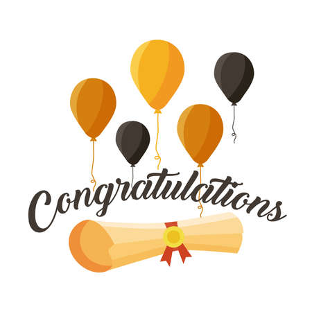 congratulation graduation card with balloons heliumのイラスト素材