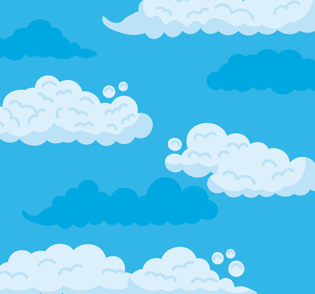 seven clouds sky set icons