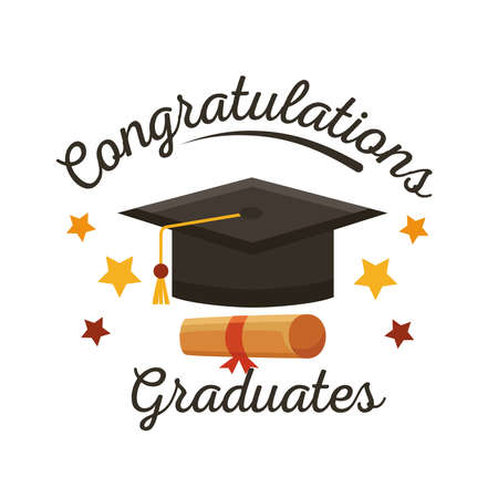congratulations graduates poster with hatのイラスト素材
