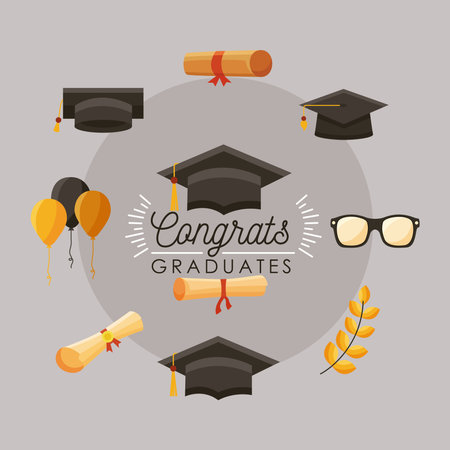congrats graduates set ten iconsのイラスト素材
