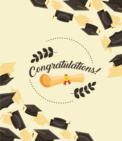 congrats graduates invitation with diplomaのイラスト素材