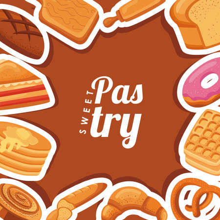 sweet pastry frame set iconsのイラスト素材