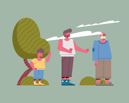 male family members characters sceneのイラスト素材