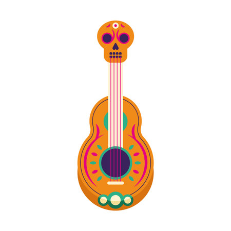 mexican guitar instrument with skull