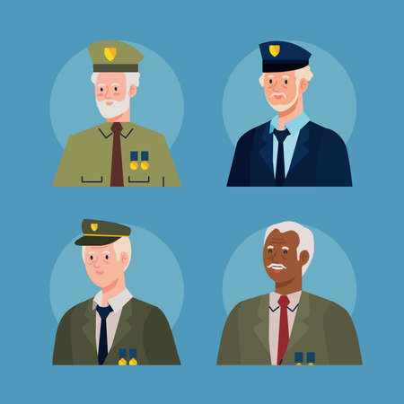 four veterans charactersのイラスト素材