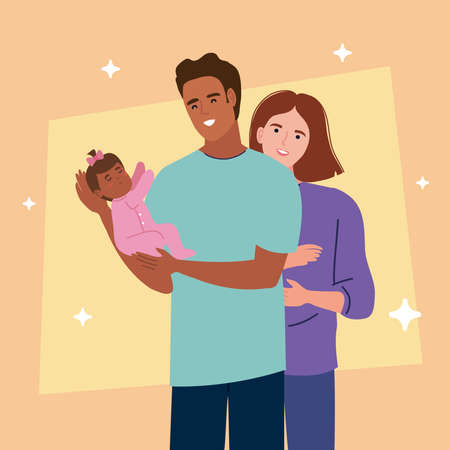 parents with newbornのイラスト素材