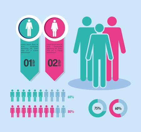 four population infographic iconsのイラスト素材