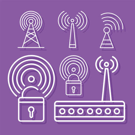 wireless six signal iconsのイラスト素材