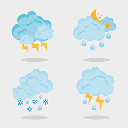 weather forecast four itemsのイラスト素材