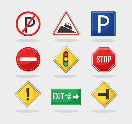 traffic road nine signalsのイラスト素材