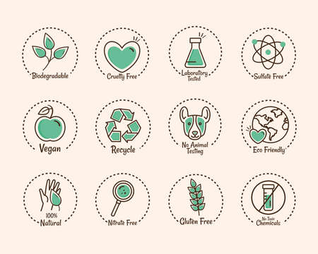 twelve products labels iconsのイラスト素材