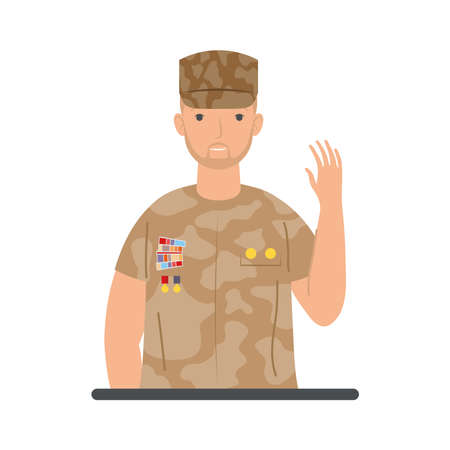 young military soldier happy characterのイラスト素材