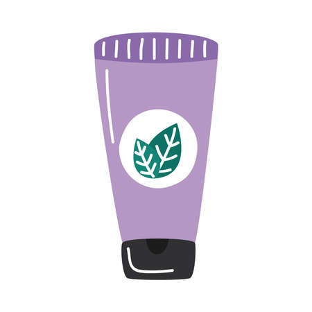 natural body cream with leafsのイラスト素材