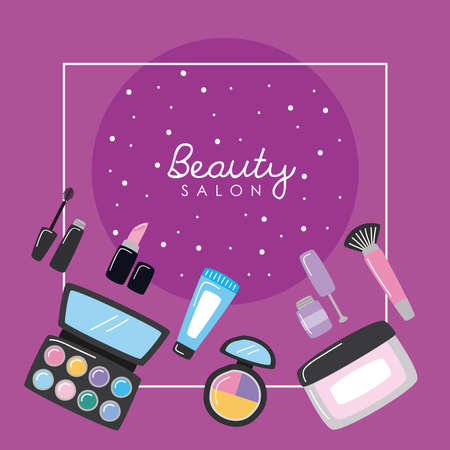 beauty salon square frame iconsのイラスト素材