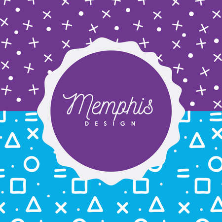 memphis style texture with circular frameのイラスト素材