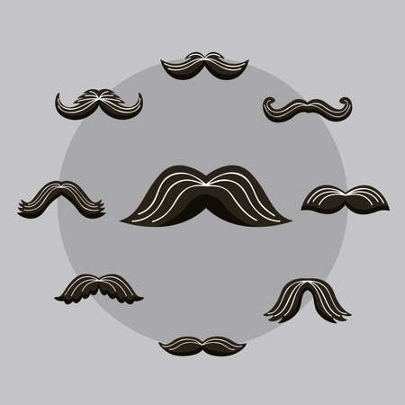 mustaches styles set nine iconsのイラスト素材