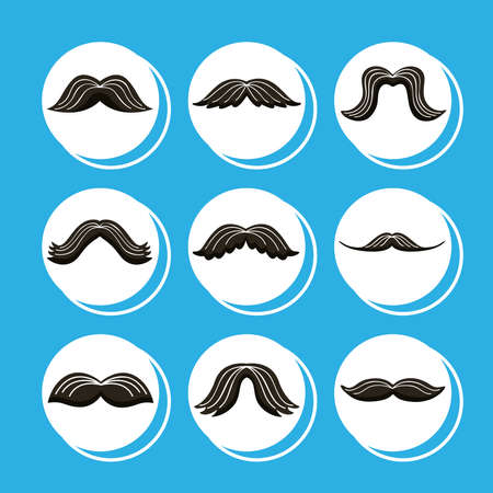 nine mustaches styles set iconsのイラスト素材