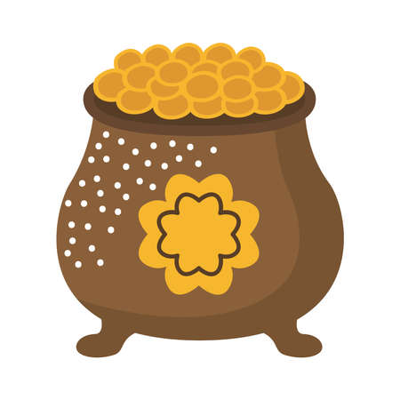 ireland treasure cauldron with cloverのイラスト素材