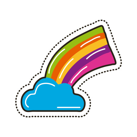 cloud and rainbow patch iconのイラスト素材