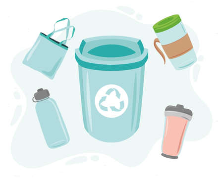 five less plastic set iconsのイラスト素材