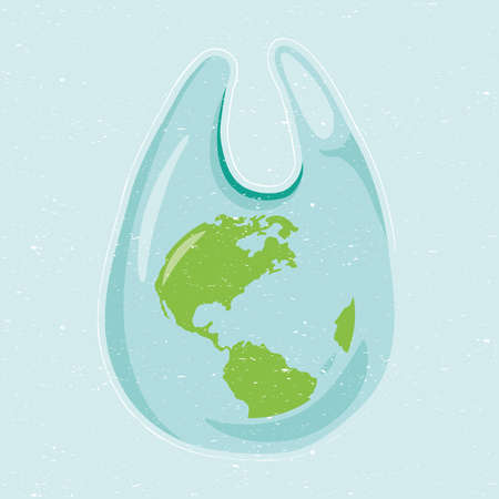 earth planet in plastic bag iconのイラスト素材