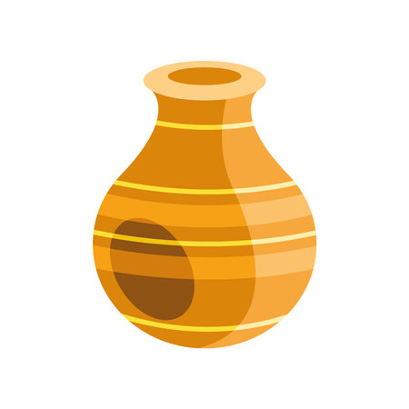 golden ceramic jar indian iconのイラスト素材