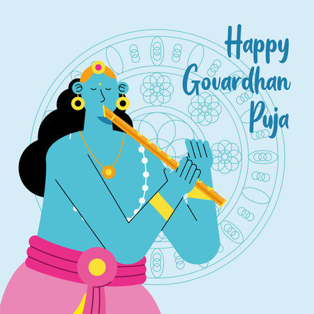 krishna lord in poster characterのイラスト素材