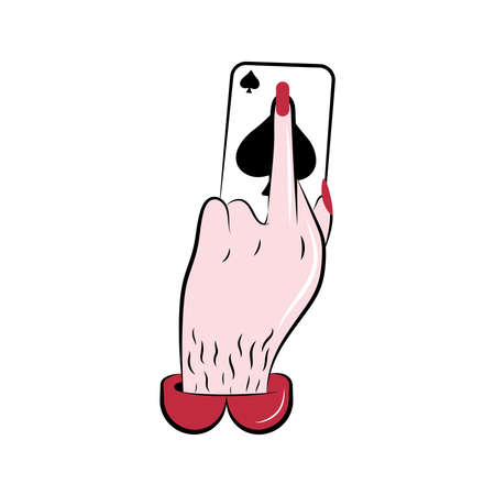 hand with ace card stickerのイラスト素材
