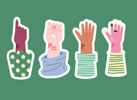 girl power four hands iconsのイラスト素材