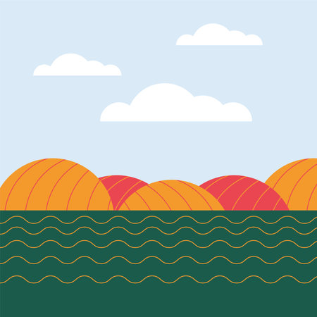 farm cultive scene landscape iconのイラスト素材