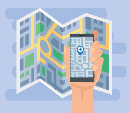 smartphone with gps appのイラスト素材